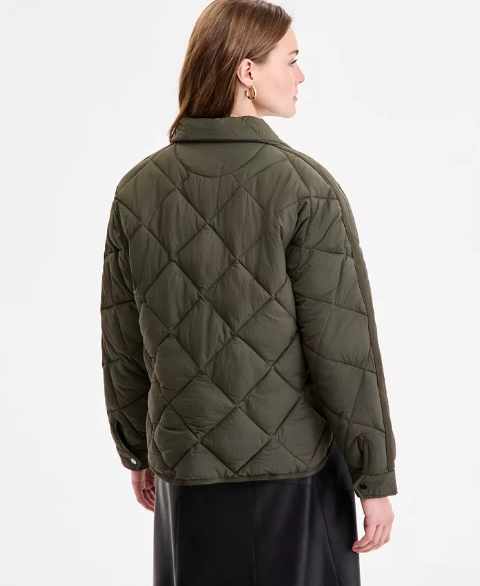 Women's Cropped Diamond Quilted A-Line Jacket - thumbnail 2