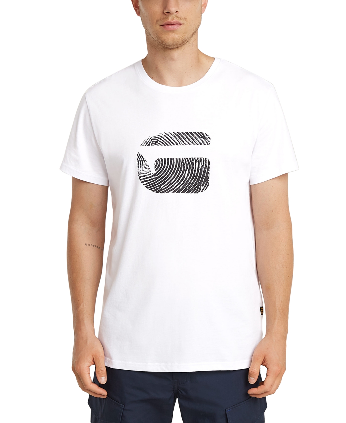 Men's Short Sleeve Fingerprint Logo Graphic T-Shirt - White