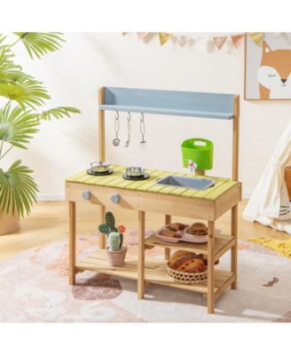 Backyard Pretend Play Toy Kitchen with Stove Top