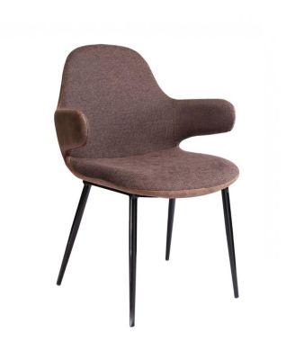 33" Stylish Brown Fabric and Faux Leather Accent Chair