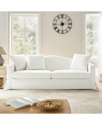 Traditional Antonio 83" Curved Back Slipcovered Sofa with Toss Pillows