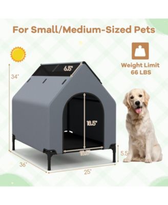 Slickblue Elevated Pet House for Outdoors with Ventilated Windows – Waterproof and Comfortable Pet Shelter