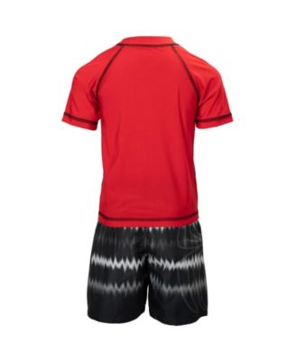 Boys Spider-Man UPF 50+ Rash Guard and Swim Trunks Outfit Set