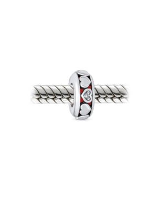 Set of 2 Valentine Lovers Eternity Hearts Charm Bead Sterling Silver