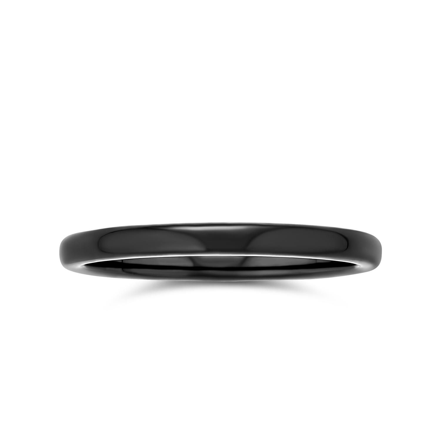 Thin 2MM Dome Wedding Band Ring Black Tone Titanium Comfort Fit