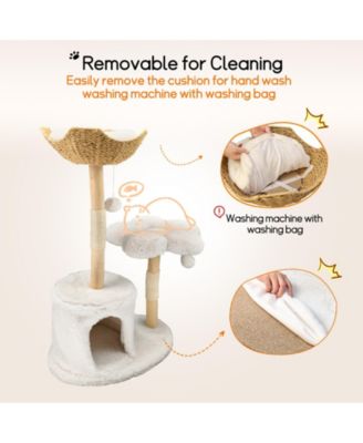 Solid Wood Cat Tree Tower for Indoor Cats With Soft Cushions