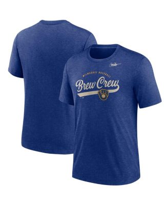 Nike - Men's Heather Royal Milwaukee Brewers Cooperstown Nickname Tri-Blend T-Shirt
