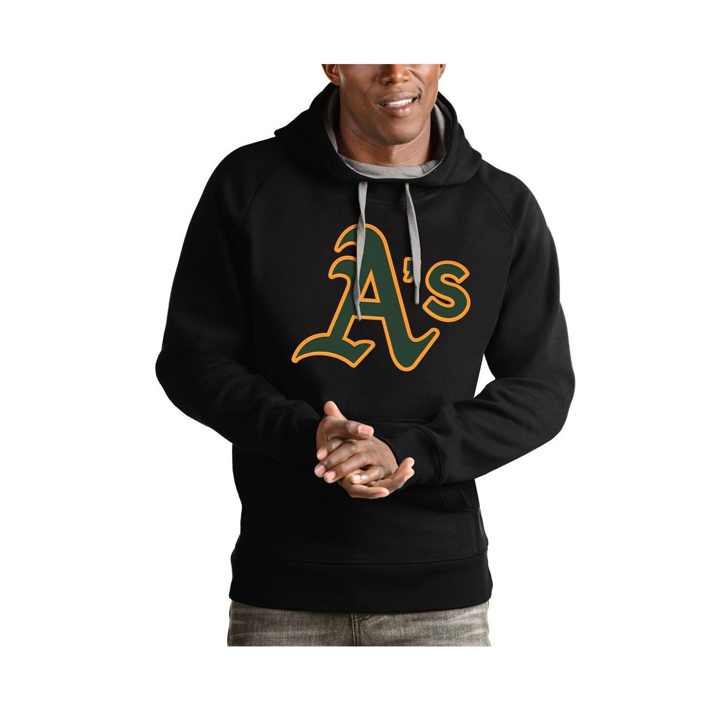 Men's Black Athletics Victory Pullover Team Logo Hoodie