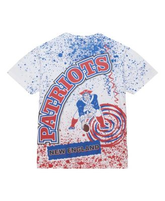 Men's White New England Patriots Big Tall Allover Print T-Shirt