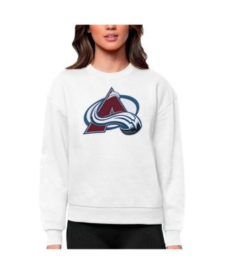 Women's White Colorado Avalanche Primary Logo Team Logo Victory Crewneck Pullover Sweatshirt