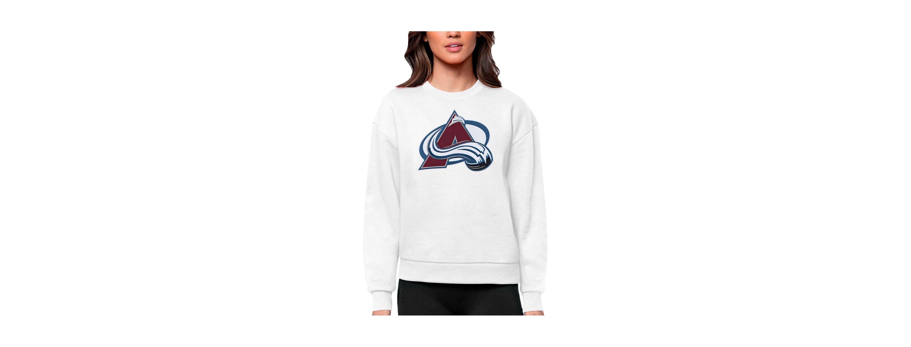 Antigua Women's White Colorado Avalanche Primary Logo Team Victory Crewneck Pullover Sweatshirt