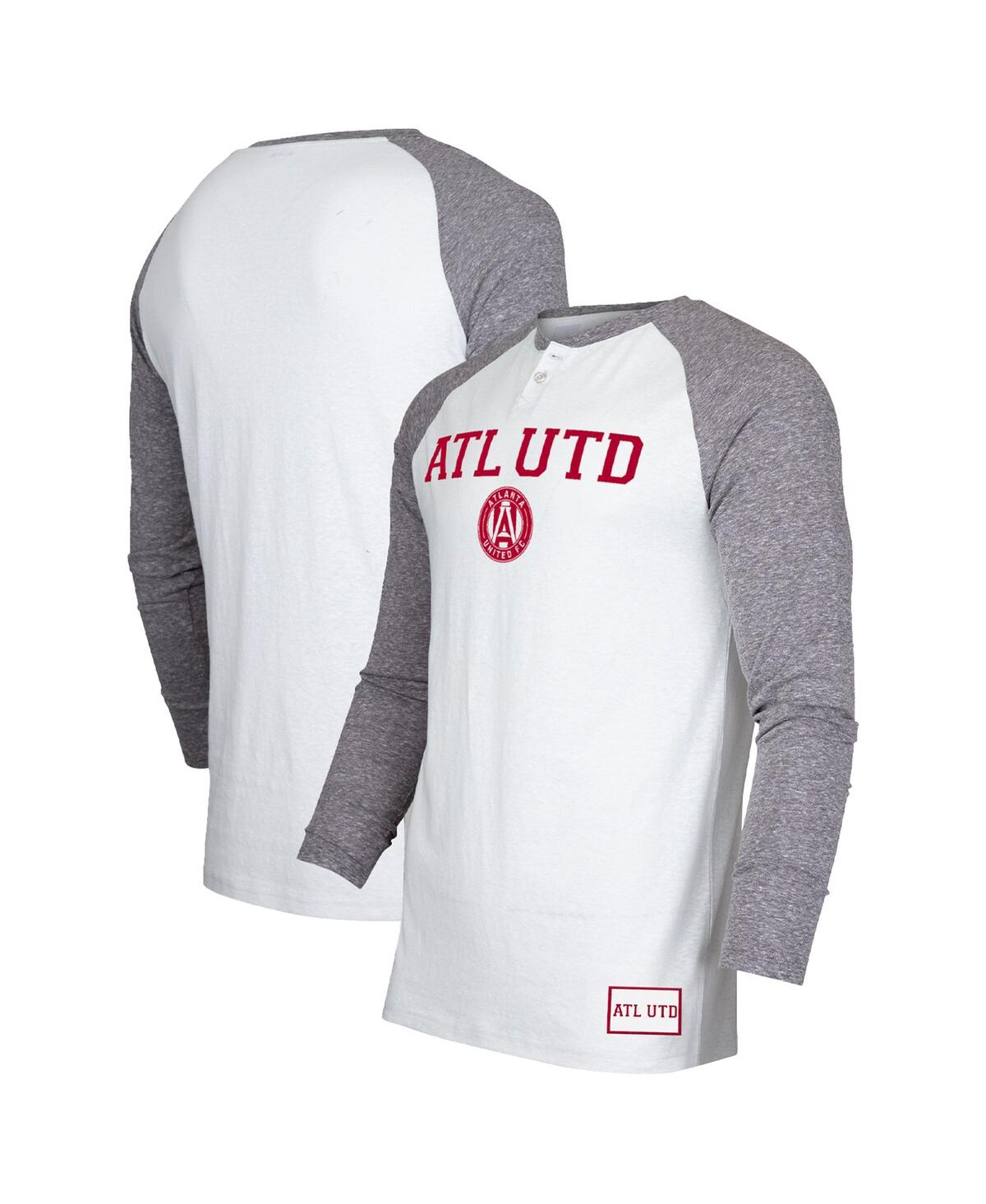 Men's White/Charcoal Atlanta United Fc Concord Henley Raglan Long Sleeve T-Shirt - White, Charcoal