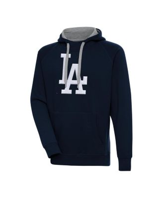 Antigua - Men's Navy Los Angeles Dodgers Victory Chenille Pullover Hoodie