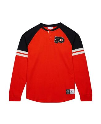 Mitchell & Ness - Men's Orange Philadelphia Flyers Thermal Henley Long Sleeve T-Shirt
