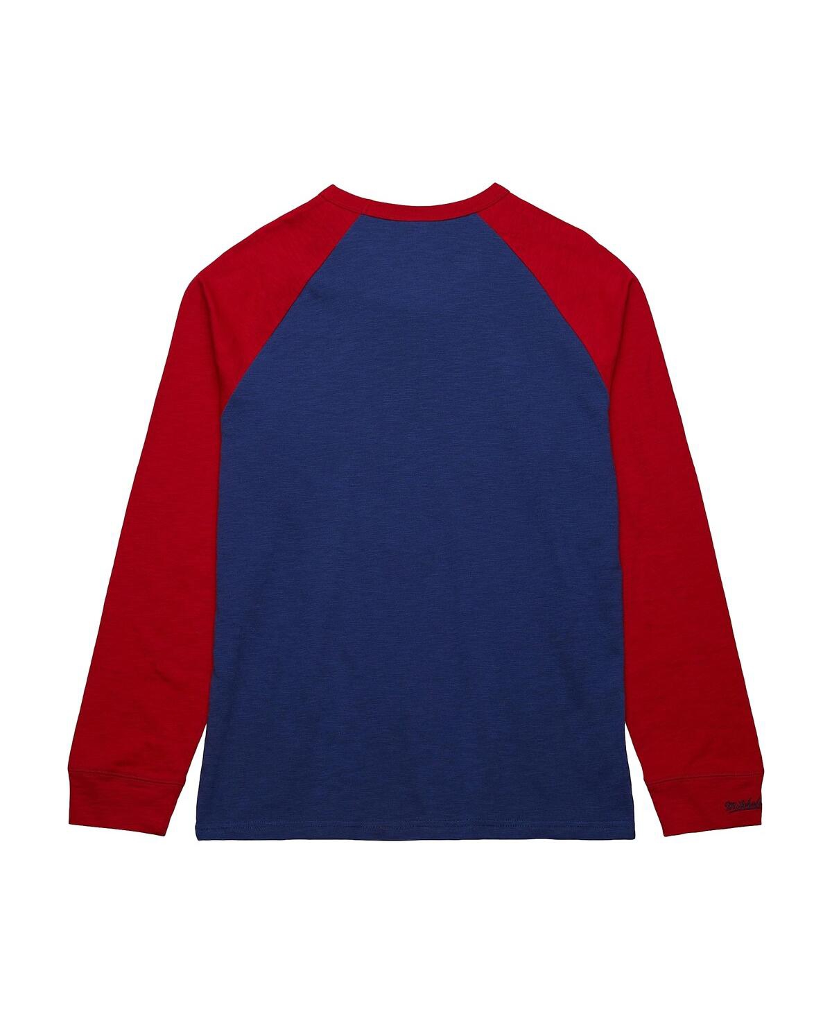 Mitchell & Ness Men's Blue/red New York Rangers Legendary Slub Raglan Long Sleeve T-shirt