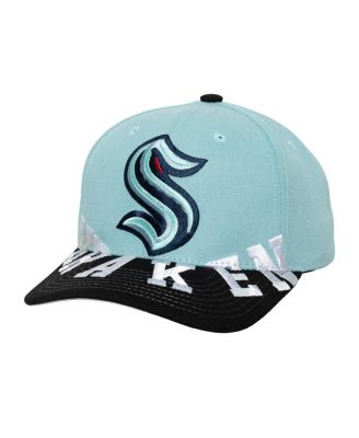 Mitchell & Ness - Men's Light Blue/Black Seattle Kraken Underarch Two-Tone Pro Crown Snapback Hat