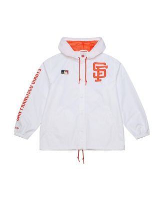 Men's White San Francisco Giants Vintage Full-Snap Hooded Coaches Jacket