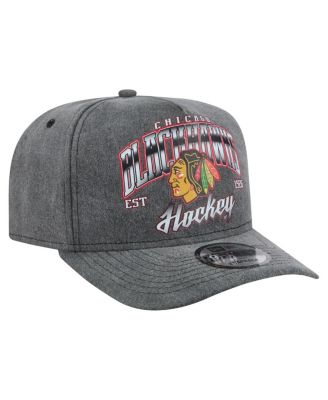 Men's Charcoal Chicago Blackhawks Throwback Washed A-Frame Pre-Curved 9FIFTY Snapback Hat