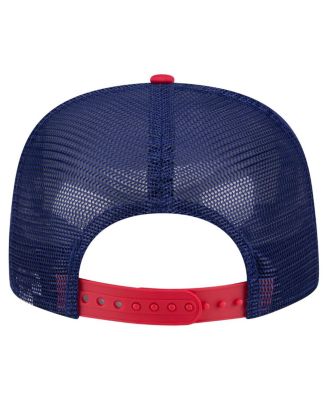 Men's White/Red Texas Rangers Retro Script Trucker 9FIFTY Snapback Hat