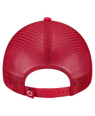 Men's White/Red Cincinnati Reds Distressed 9FORTY A-Frame Adjustable Trucker Hat