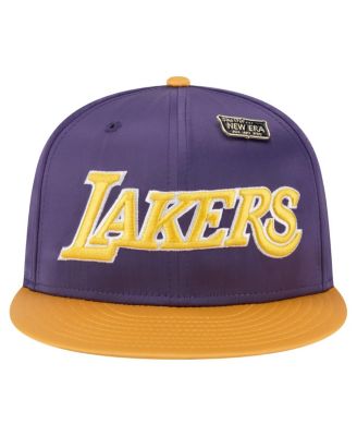Men's Purple/Gold Los Angeles Lakers Throwback Satin Vintage Pin Two-Tone 59FIFTY Fitted Hat