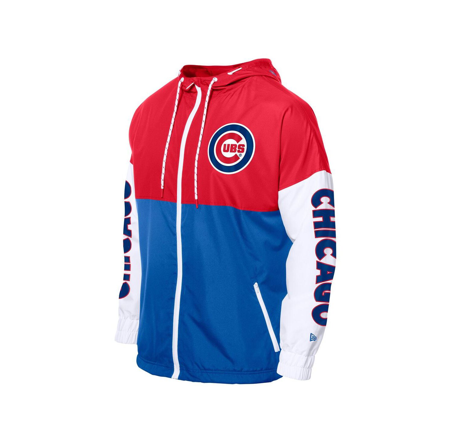 Men's Royal/Red Chicago Cubs Color Block Full-Zip Hoodie Windbreaker Jacket