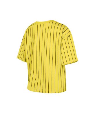 Women's Gold Pittsburgh Pirates City Connect Multiplier Pinstripe Cropped T-Shirt