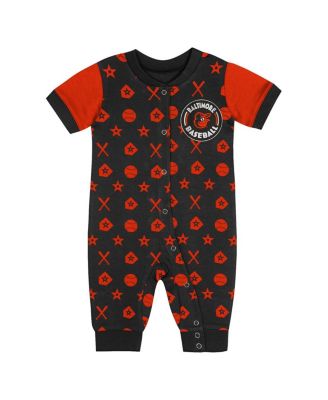 Newborn Black Baltimore Orioles Hard 90 Coveralls Shorts