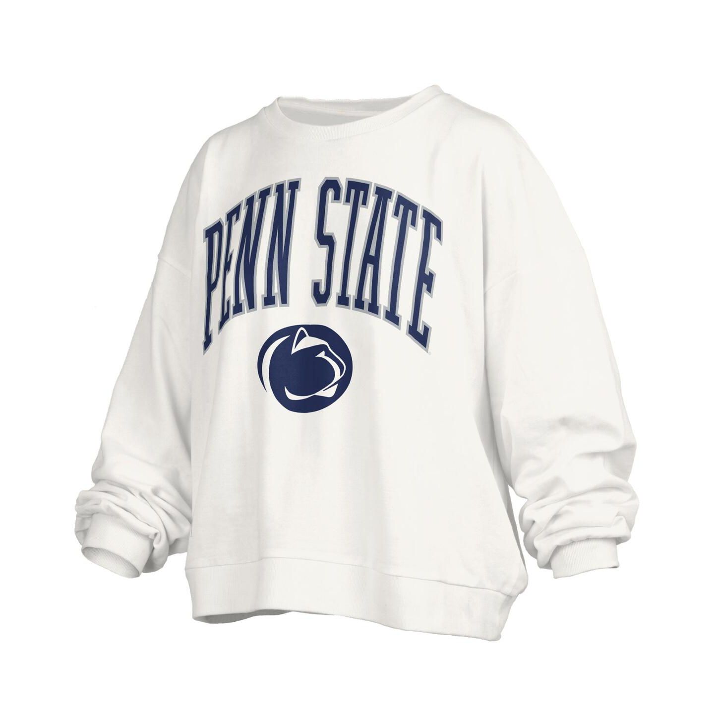 Женская толстовка Pressbox White Penn State Nittany Lions Janise Arch Over Logo Waist Length Oversized Pullover — фото 2