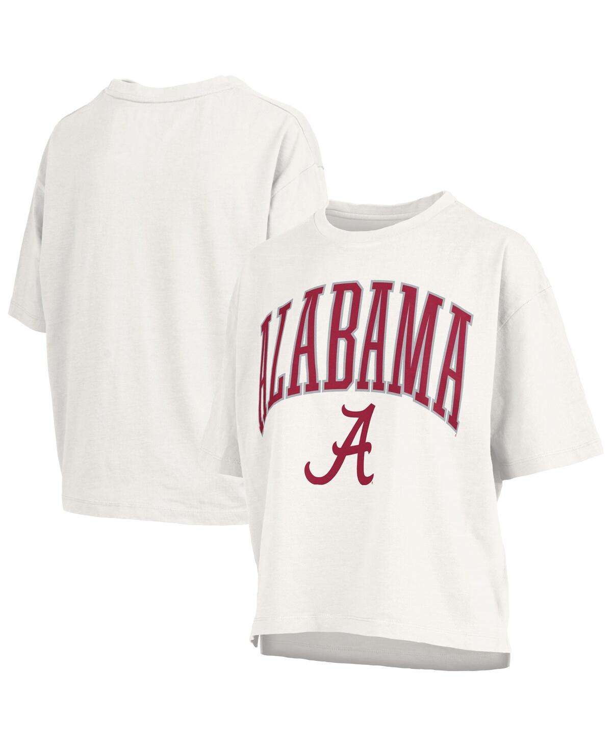 Women's White Alabama Crimson Tide Nelson Arch Over Logo Waist Length Oversized Slub T-Shirt - White