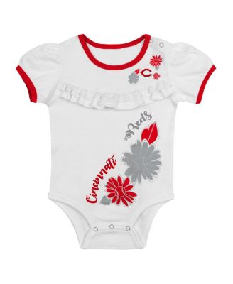 Baby Boys and Girls 3-Piece White Cincinnati Reds Sweet Catcher Headband and Skirt Set