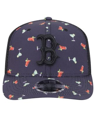 Men's Black Boston Red Sox Adventure Drinks Pattern 9SEVENTY Stretch-Snap Hat
