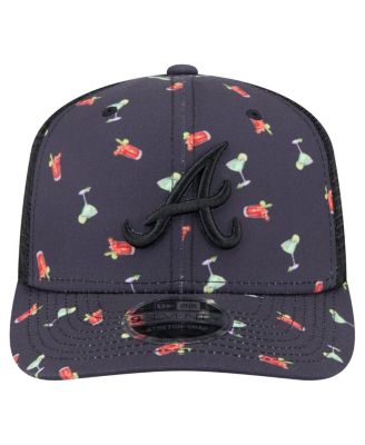 Men's Black Atlanta Braves Adventure Drinks Pattern 9SEVENTY Stretch-Snap Hat