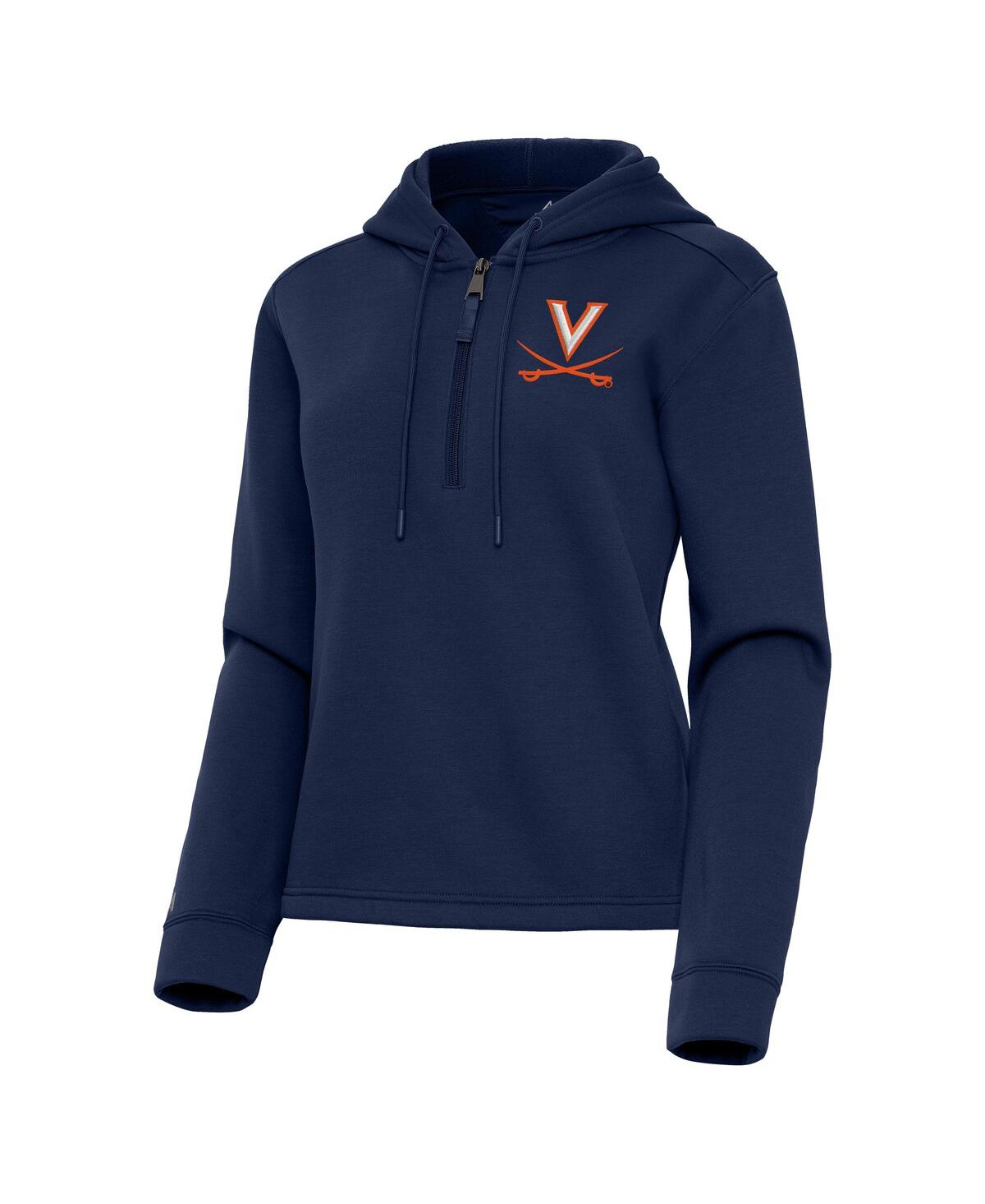 Antigua Women's Navy Virginia Cavaliers Contemporary Quarter-zip Hoodie