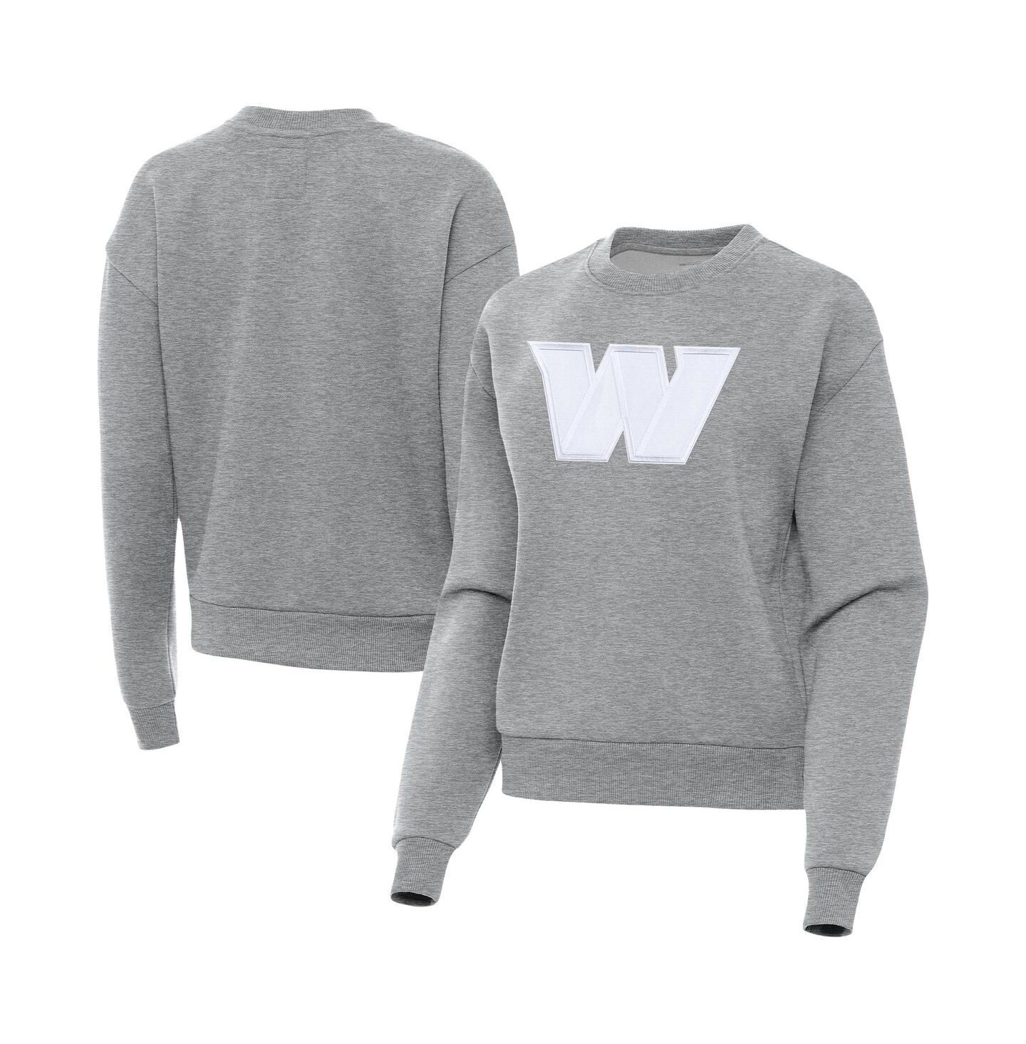 Женская толстовка Antigua Heather Gray Washington Commanders Victory Pullover — фото 1