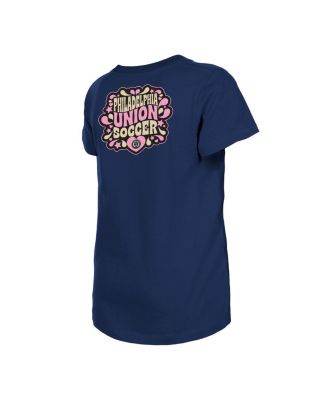 Big Girls Navy Philadelphia Union Bubble Heart T-Shirt