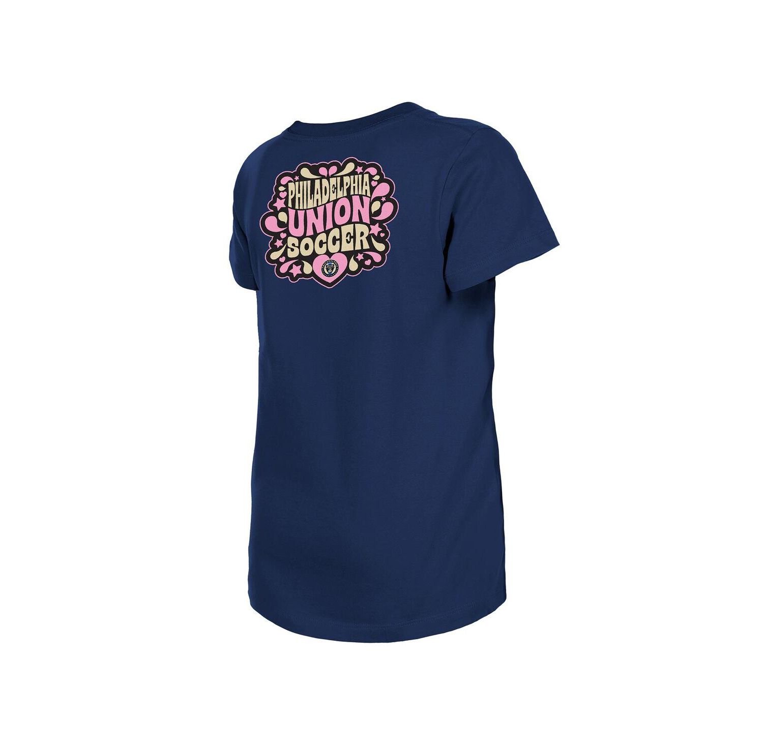 Big Girls Navy Philadelphia Union Bubble Heart T-Shirt