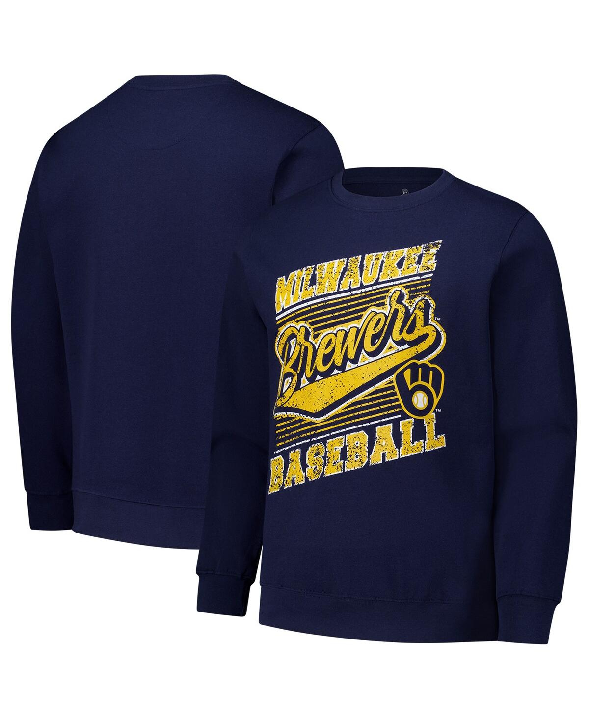 Men's Navy Milwaukee Brewers Lightweight Crew Sweatshirt - Navy