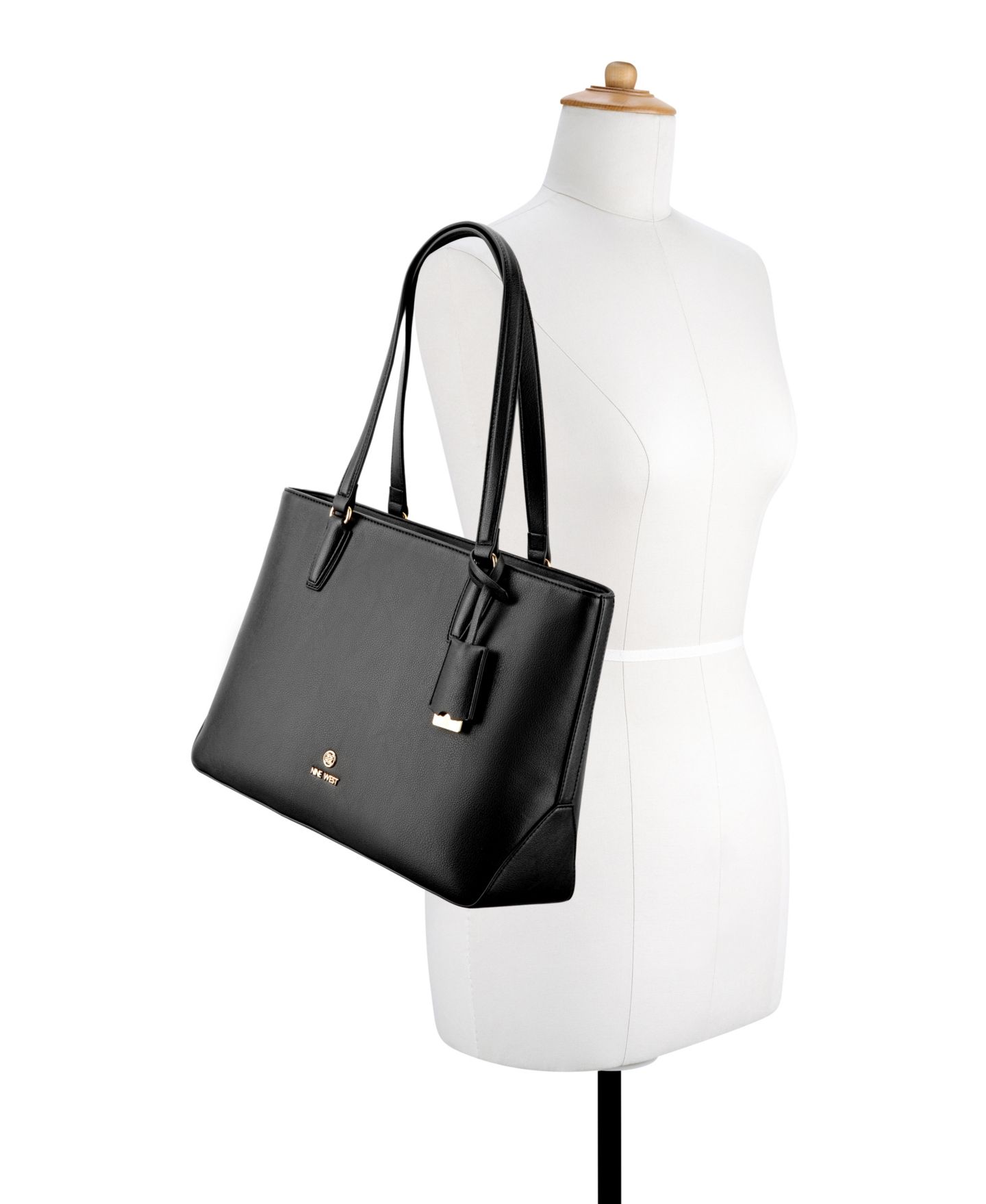 Женская сумка Nine West Dorsey Triple Compartment Large Shoulder, цвет: Чёрный — фото 9