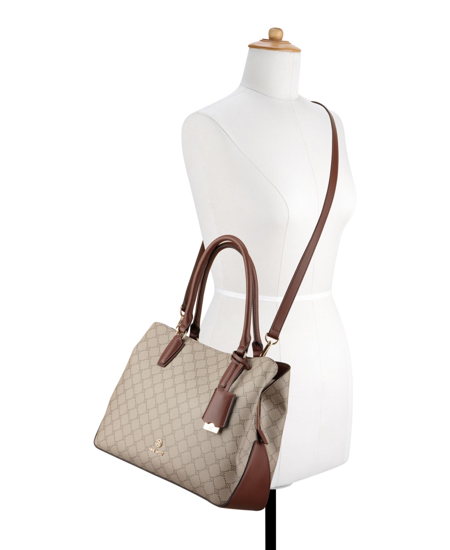 Женская сумка Nine West Lakelyn Carryall Large Satchel, цвет: Бежевый красное дерево — фото 5