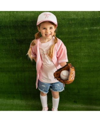 Baby Girls Baseball Bow Short Sleeve T-Shirt