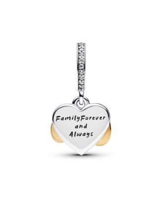 Two-Tone Sparkling Infinity Heart Dangle Charms