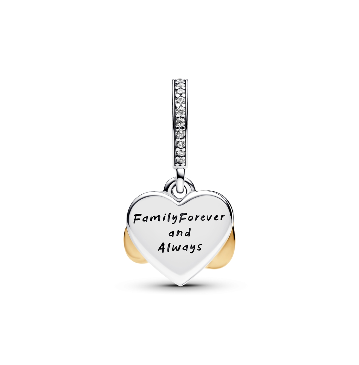 Pandora Two-tone Sparkling Infinity Heart Dangle Charms In Two-tone