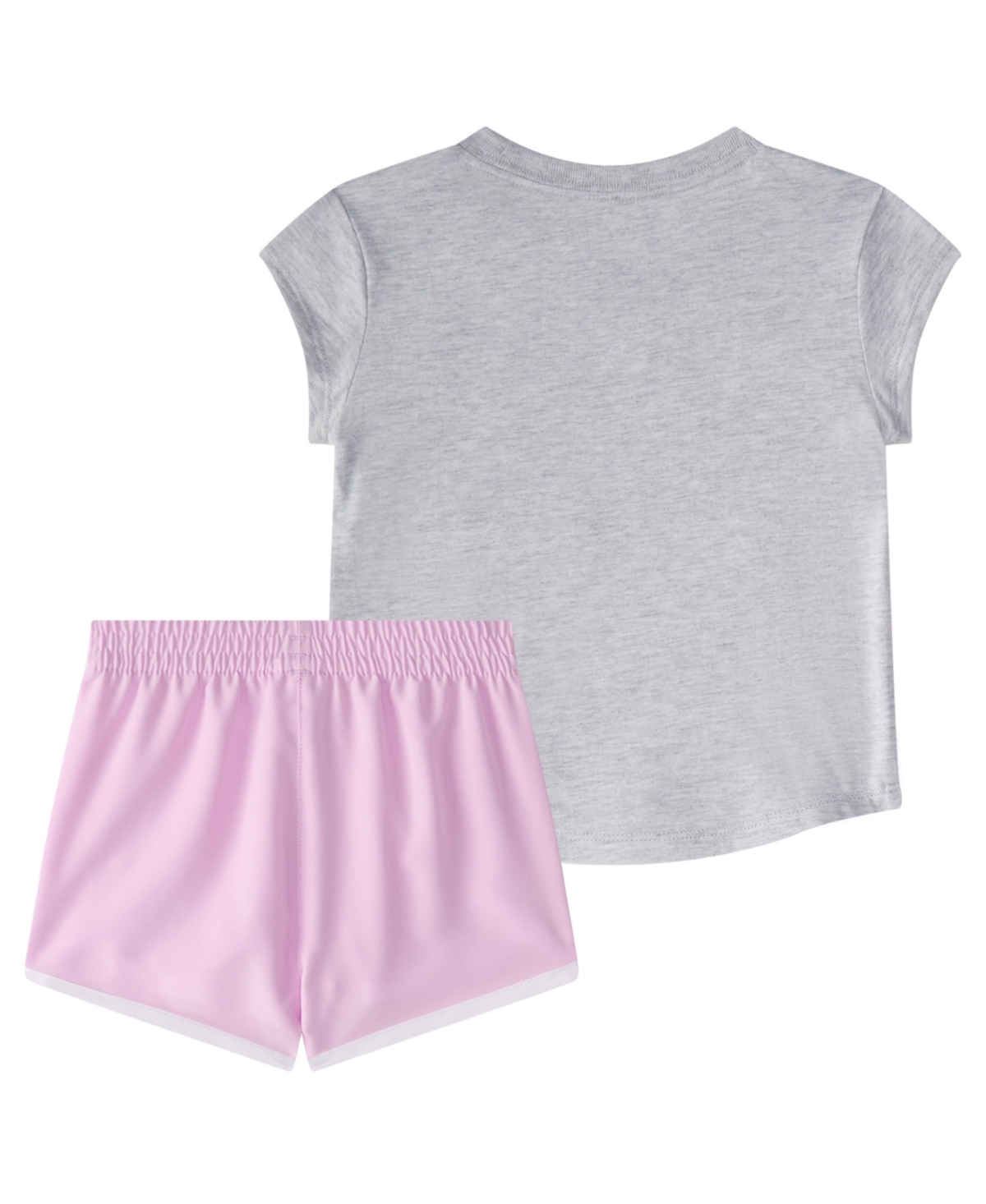Adidas Originals Baby Girls 2-piece Cap Sleeve Heather T-shirt And Woven Shorts Set In Light Gray Heather