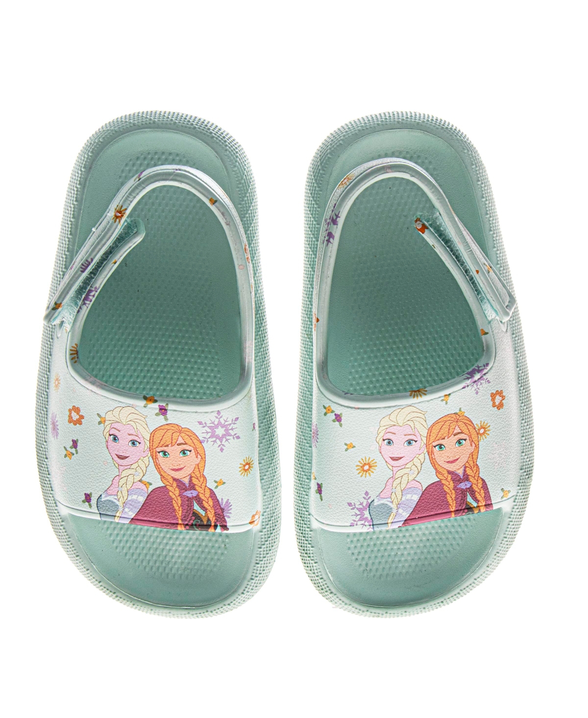 Disney Toddler Girls Frozen Anna And Elsa Hook And Loop Backstrap Slides In Blue