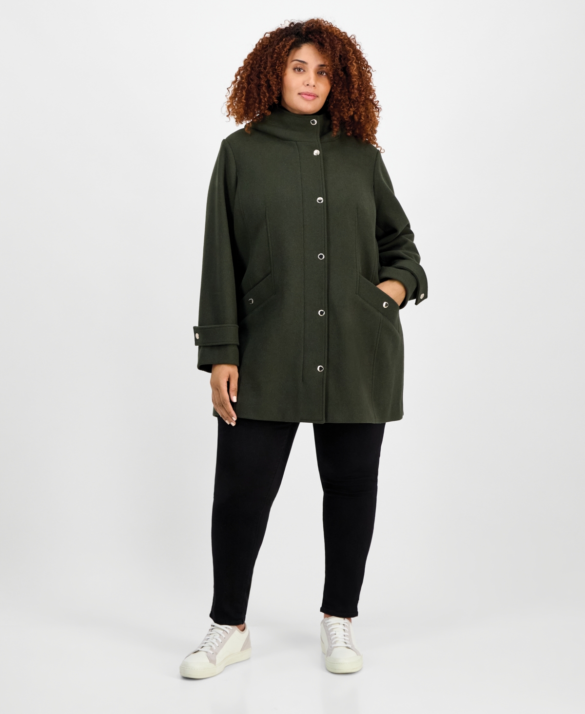 Michael Kors Michael  Plus Size Hooded Coat, Exclusively At Macy's In Green