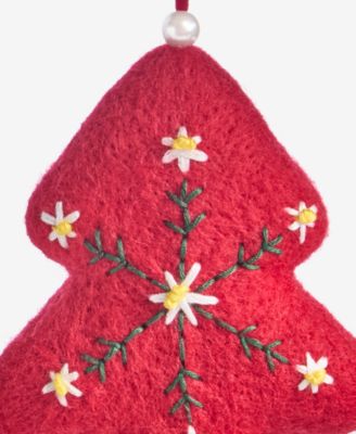 Nordic Wonderland Felted Red Tree Ornament, Macy's Exclusive