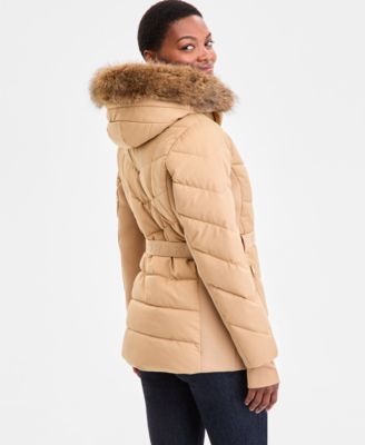 Women's Faux-Fur-Trim Hooded Puffer Coat