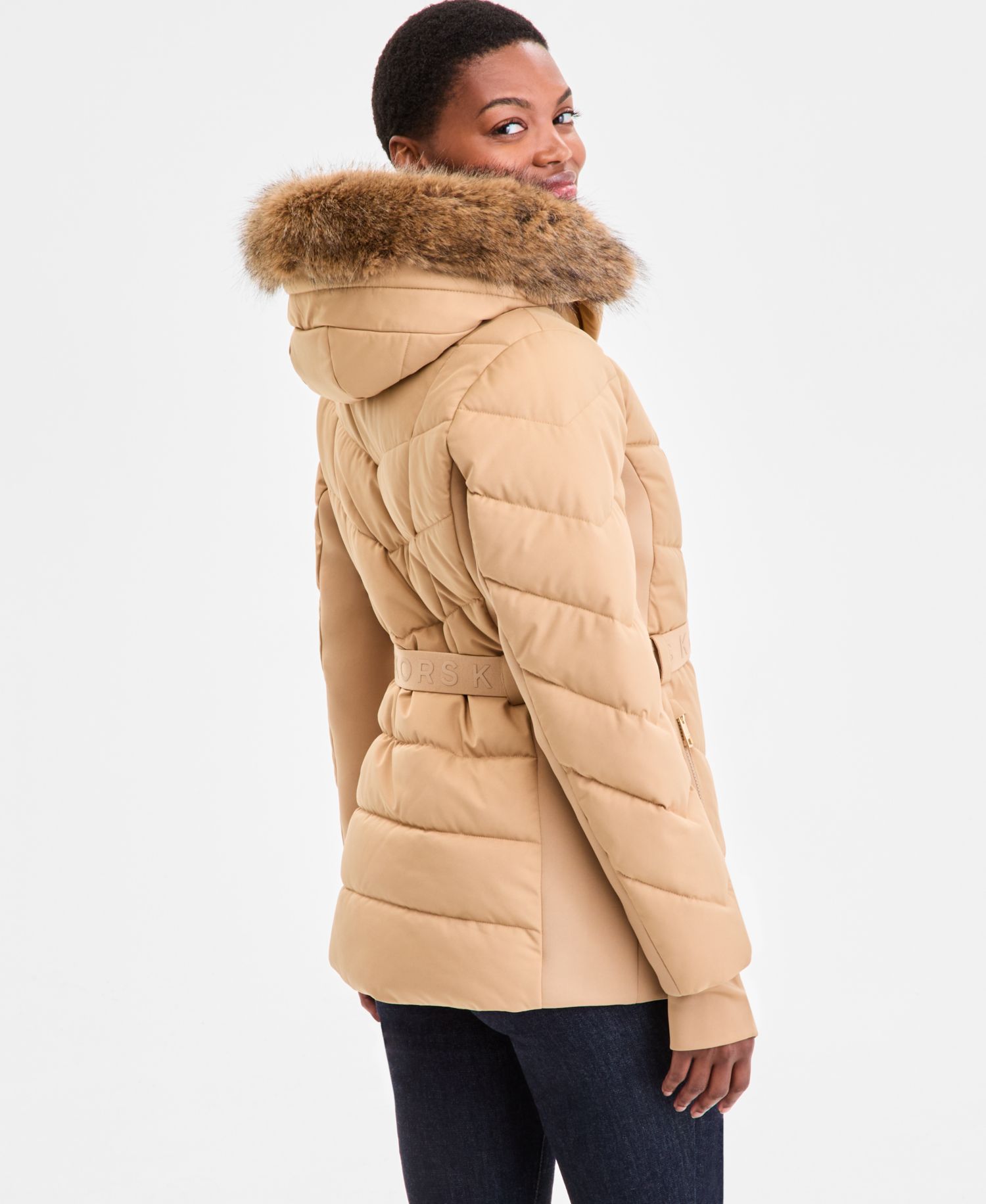 Women's Faux-Fur-Trim Hooded Puffer Coat