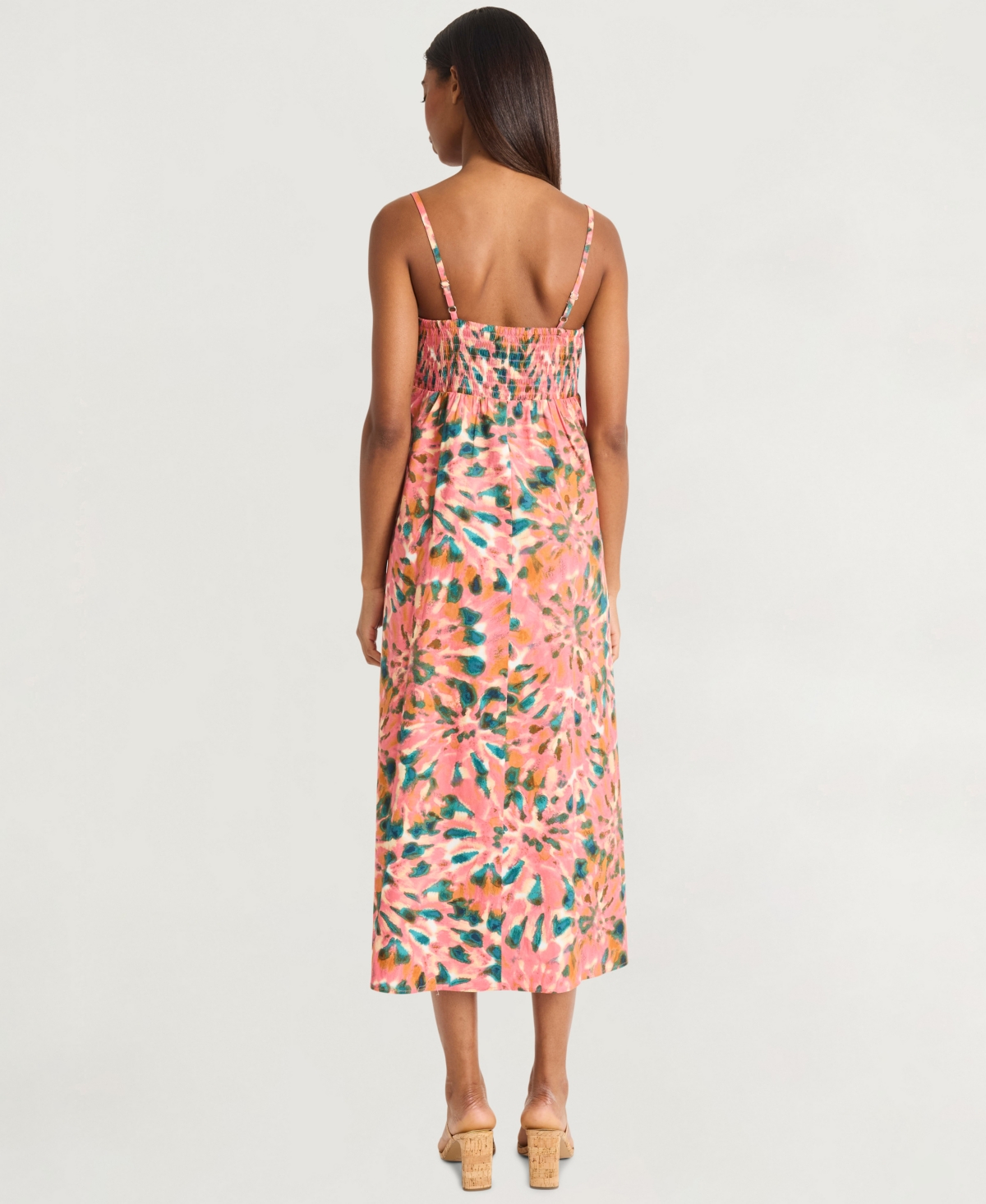 Shop The Good Journey Women's Printed Square-neck Sleeveelss Midi Dress
